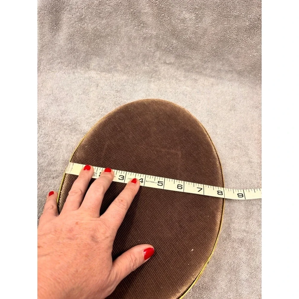 Vtg Mirrored Vanity Tray Gold Filigree Oval 11